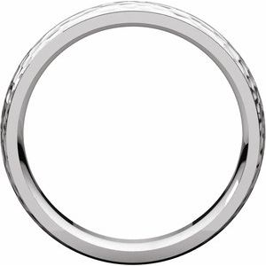 14K White Gold 5 Mm Polished Half Round Edge Comfort-Fit Band With Hammer Finish Size 7