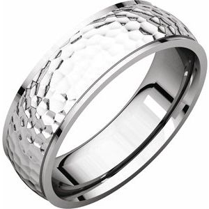 Continuum Sterling Silver 6 mm Half Round Edge Band with Hammered Texture Size 10