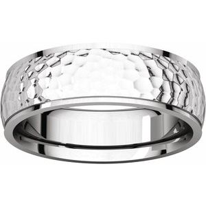 Continuum Sterling Silver 6 mm Half Round Edge Band with Hammered Texture Size 10