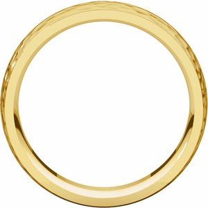 14K Yellow Gold 6 mm Half Round Edge Band with Hammered Texture Size 8.5