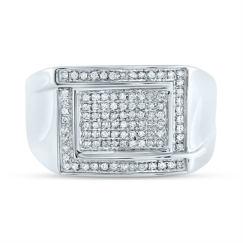 Sterling Silver Mens Round Diamond Cluster Ring 1/3 Cttw