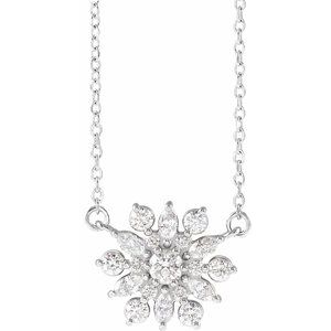 14K White Gold Round 3Mm Ghi I1 1/2 Ctw Natural Diamond Vintage-Inspired Necklace, Length: 18 In