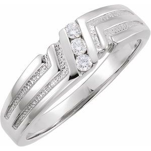 14K Yellow Or White Gold Natural Diamond Three-Stone Band