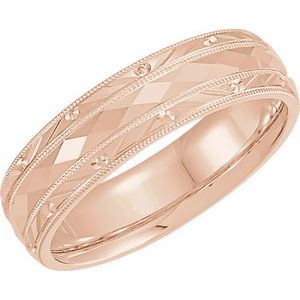 10K Rose Gold Design Band Size 10