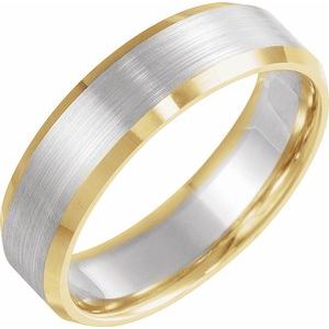 14K Yellow/White/Yellow Gold 6 mm Beveled-Edge Band with Satin Finish Size 11
