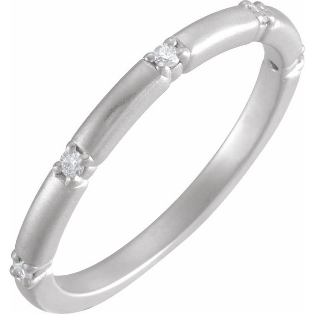 14K White Gold Bead Blast/Matte Polished .07 Ctw Natural Diamond Five-Stone Anniversary Band, Size 7