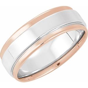 10K Or 14K Yellow Or White Or Rose Gold Inlay Flat Comfort-Fit Band