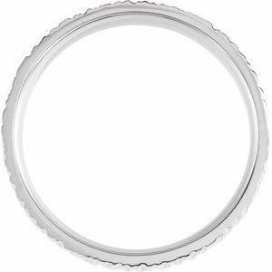 14K White Gold 6 Mm Polished Tree Bark Patterned Comfort-Fit Band Size 8.5