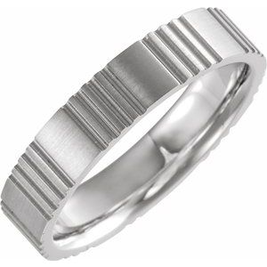 14K White Gold Satin 5 Mm Polished Grooved Band Size 10