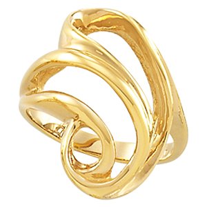 14K Yellow Gold Polished Freeform Ring Size 6