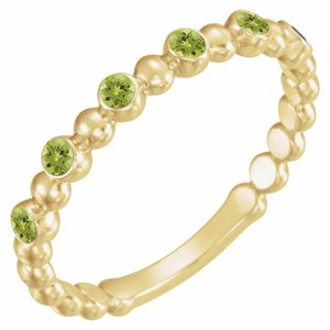 14K Yellow Gold  Round 1.75 Mm Polished Natural Peridot Stackable Ring Size 7
