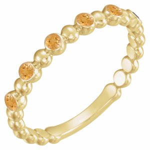 14K Yellow Gold  Round 1.75 Mm Polished Natural Citrine Stackable Ring Size 7