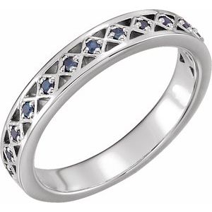 Platinum Natural Blue Sapphire Round 1.3 Mm Polished Natural Blue Sapphire Stackable Ring Size 7