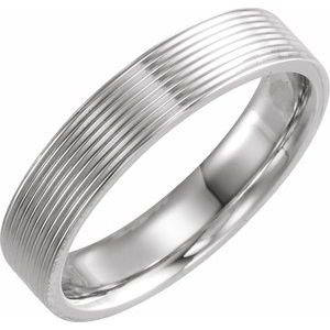 14K White Gold 8 Mm Polished Ridged Band Size 12