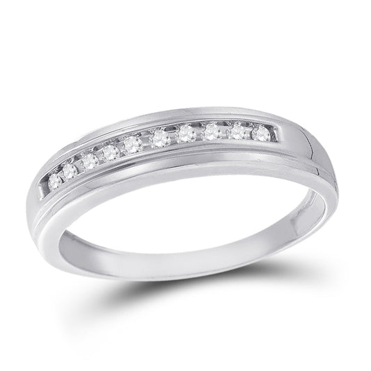 10K White Gold Mens Round Channel-set Diamond Single Row Wedding Band 1/8 Cttw, Mens Size: 7-13