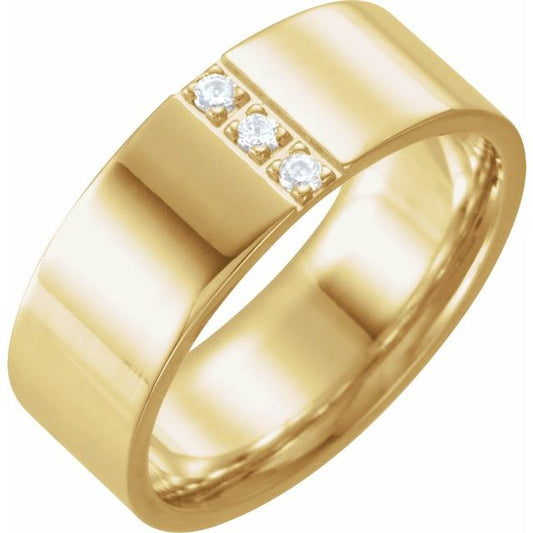 14K Yellow Gold Polished 1/10 Ctw Natural Diamond Band, Size 10