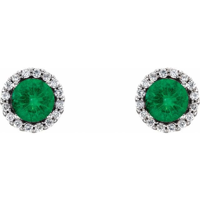 14K Yellow Or White Gold Round Friction Back Polished Natural Gemtone And Natural Diamond Earrings