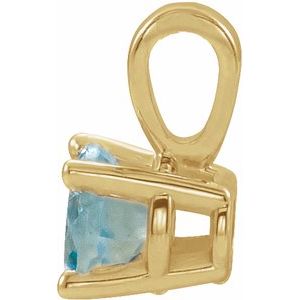 14K Yellow Gold Round 3 Mm Natural Aqua Birthstone Pendant
