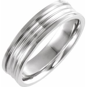 14K White Gold Comfort-Fit Grooved Band Size 7