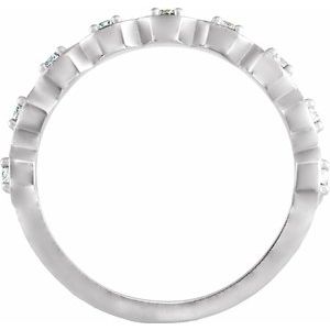 14K White Gold Round 2 Mm Polished 1/4 Ctw Natural Diamond Anniversary Band Size 7