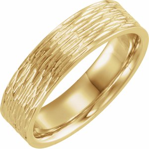 14K Yellow Gold Comfort-Fit Tree Bark Patterned Band Size 8
