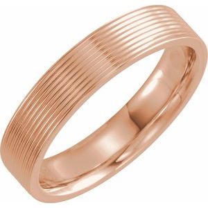 14K Rose Gold 6 Mm Polished Ridged Band Size 10