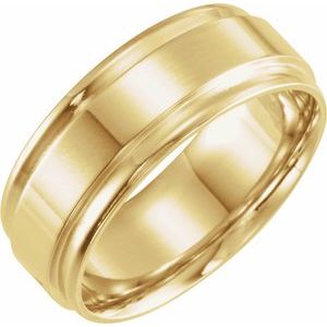 10K Yellow Or White Or Rose Gold Inlay Comfort-Fit Flat Band