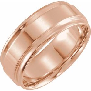 10K Yellow Or White Or Rose Gold Inlay Comfort-Fit Flat Band