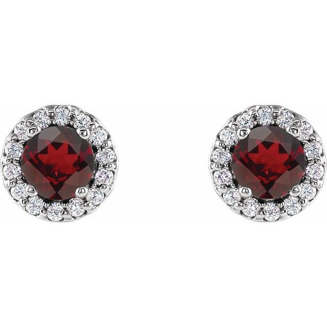 14K Yellow Or White Gold Round Friction Back Polished Natural Gemtone And Natural Diamond Earrings