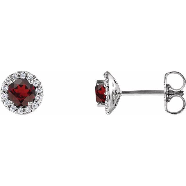 14K Yellow Or White Gold Round Friction Back Polished Natural Gemtone And Natural Diamond Earrings