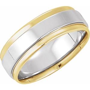 10K Yellow/White/Yellow Gold 5.5 Mm Polished Comfort-Fit Flat Edge Band Size 6