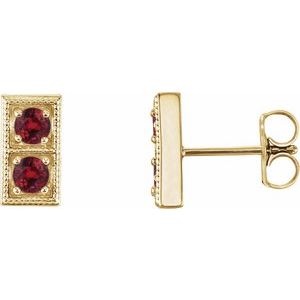 14K Yellow Gold Round 3 Mm Natural Ruby Earrings With Backs