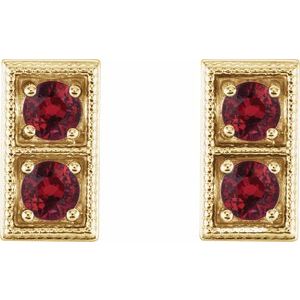 14K Yellow Gold Round 3 Mm Natural Ruby Earrings With Backs