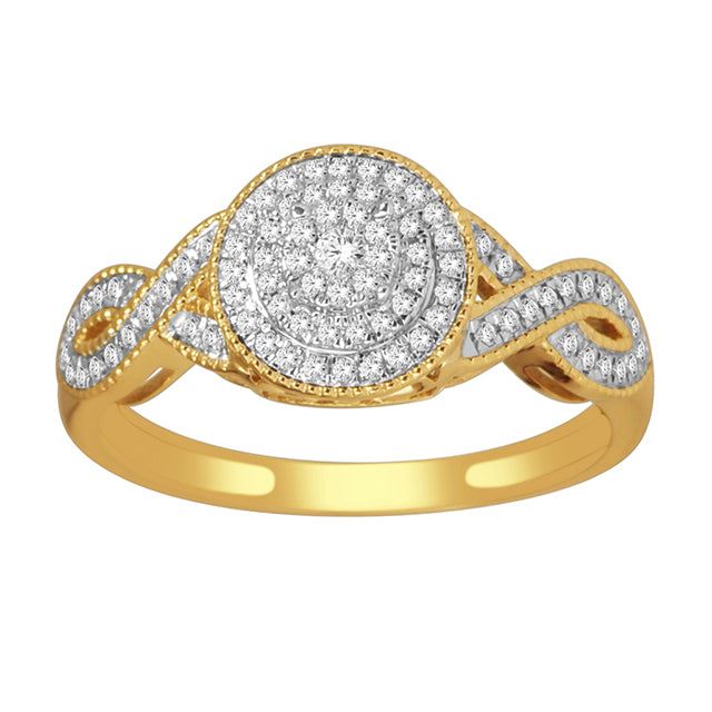 10K Yellow Gold 0.25 Cttw Diamond Ladies Ring
