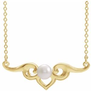 14K Yellow Gold Pearl 4.5-5.0 Mm  Freshwater Cultured Pearl Bar Necklace, Length: 18 In