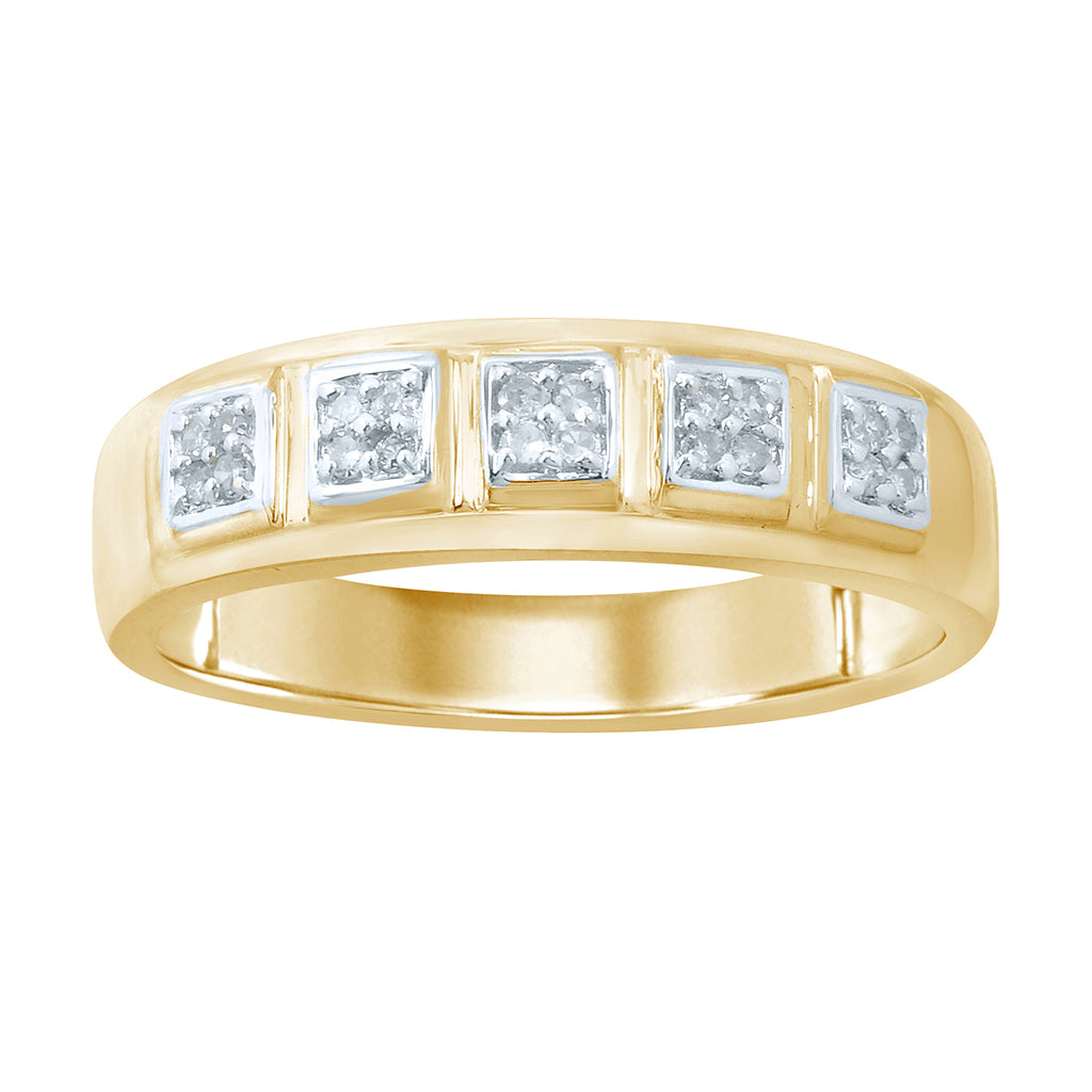 10K Yellow Or White Gold Diamond Mens Band
