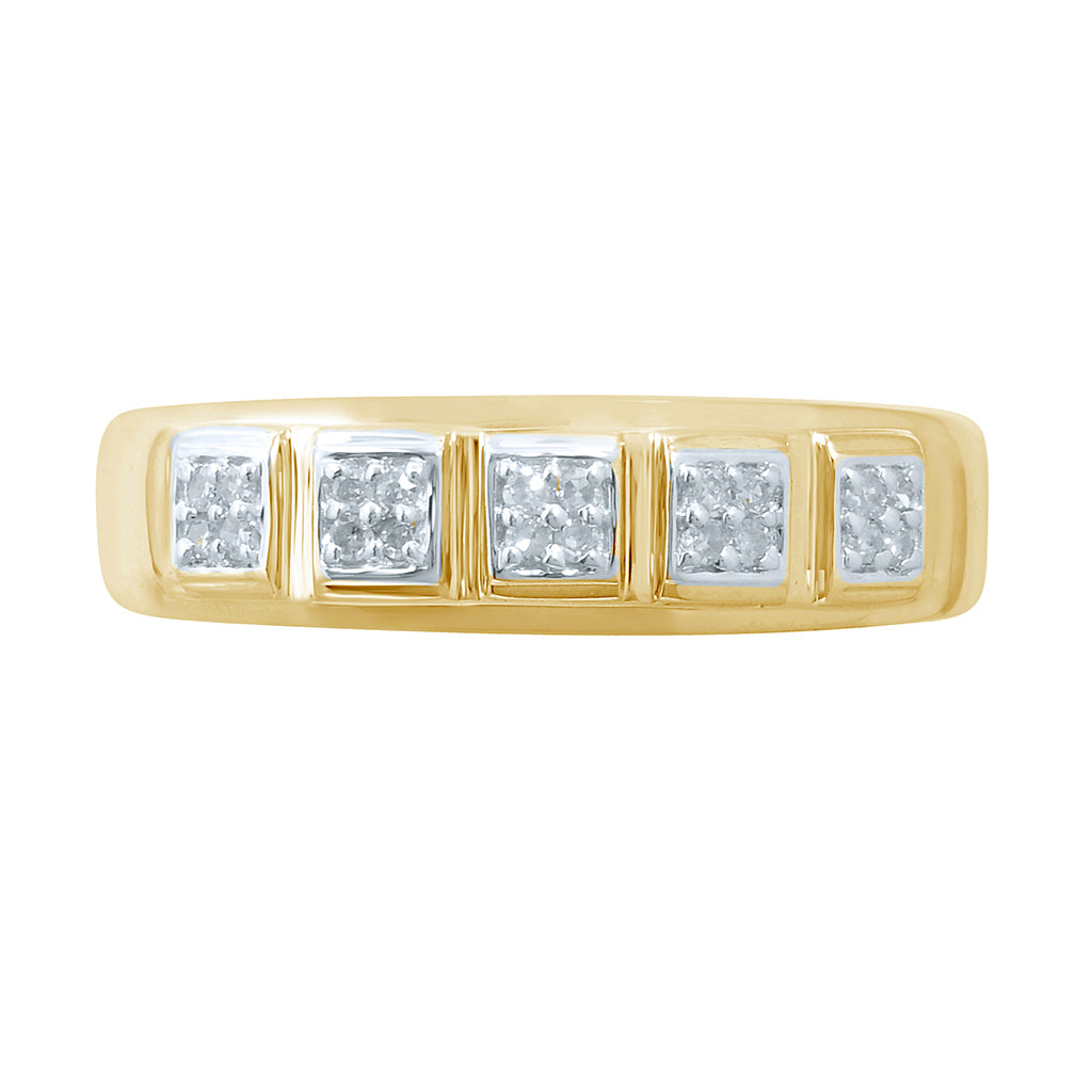 10K Yellow Or White Gold Diamond Mens Band