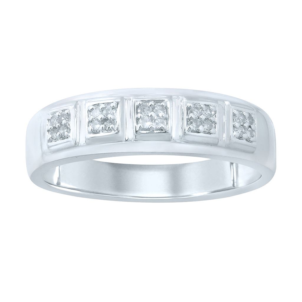10K Yellow Or White Gold Diamond Mens Band