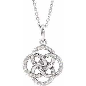 14K White Gold Round 1.1Mm G-H I1 1/8 Ctw Natural Diamond Five-Fold Celtic-Inspired Necklace, Length: 18 In