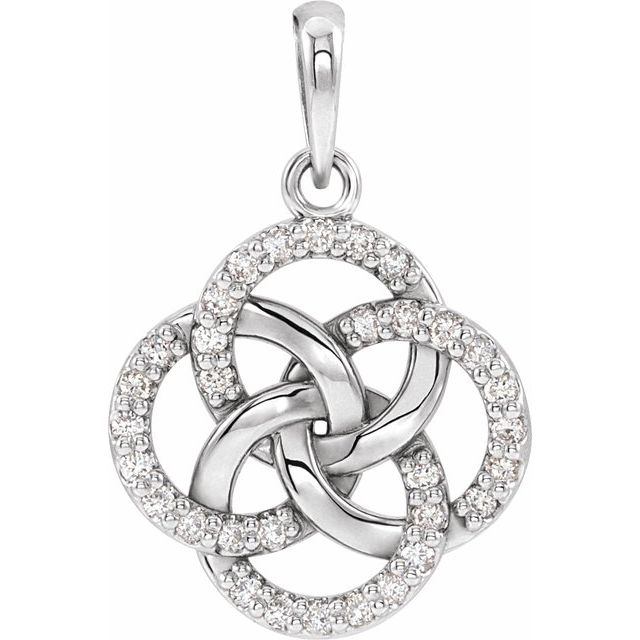 14K White Gold Round  1.1Mm I1, G-H Polished 1/8 Ctw Natural Diamond Five-Fold Celtic-Inspired Pendant