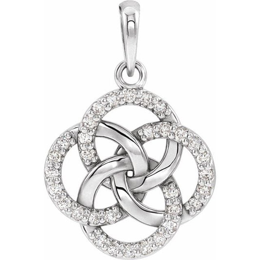 14K White Gold Round  1.1Mm I1, G-H Polished 1/8 Ctw Natural Diamond Five-Fold Celtic-Inspired Pendant