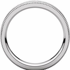 14K White Gold Hammer/Satin 10 5 Mm Polished Flat Comfort-Fit Milgrain Satin And Hammer Finish Size 10
