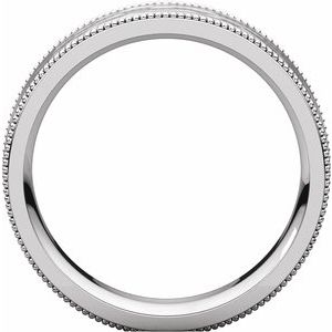 14K White Gold Hammer/Satin 6 Mm Polished Flat Comfort-Fit Milgrain Satin And Hammer Finish Size 8
