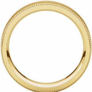 14K Yellow Gold 6 mm Flat Milgrain Band with Satin & Hammered Texture Size 9