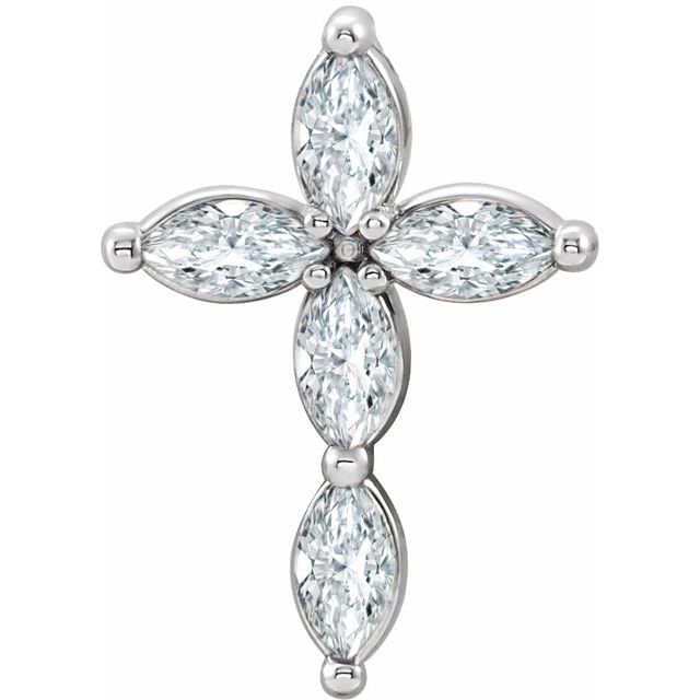 14K Yellow Or White Gold Marquise  4 X 2Mm I1, Ghi Polished 1/3 Ctw Natural Diamond Cross Pendant