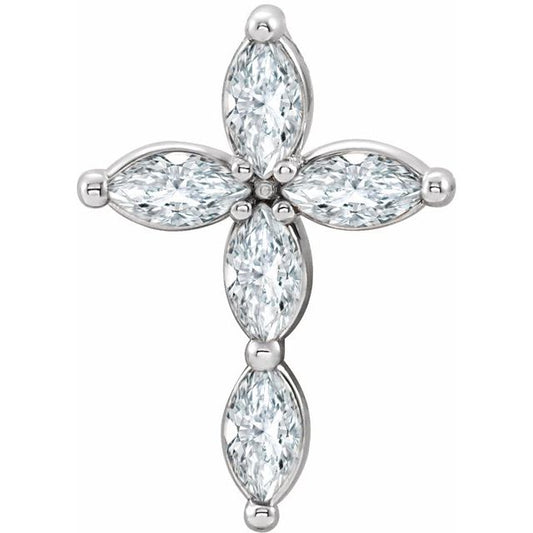 14K Yellow Or White Gold Marquise  4 X 2Mm I1, Ghi Polished 1/3 Ctw Natural Diamond Cross Pendant