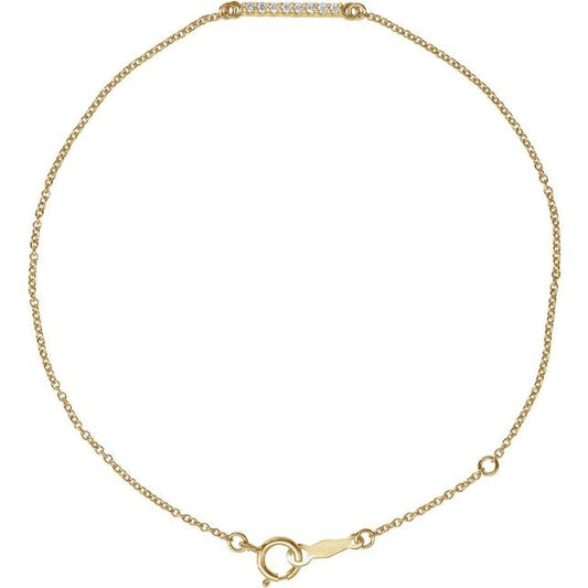 14K Yellow Or White Or Rose Gold Round 1.3 Mm 6 1/2-7 1/2 In I1, G-H Polished Natural Diamond Bar Bracelet