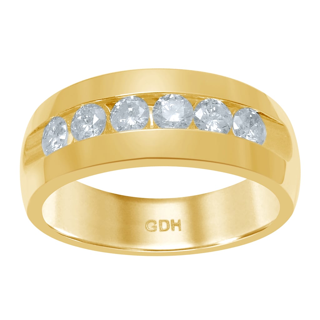 14K Yellow Or White Gold Diamond Mens Band