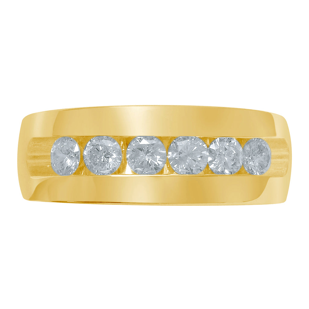 14K Yellow Or White Gold Diamond Mens Band