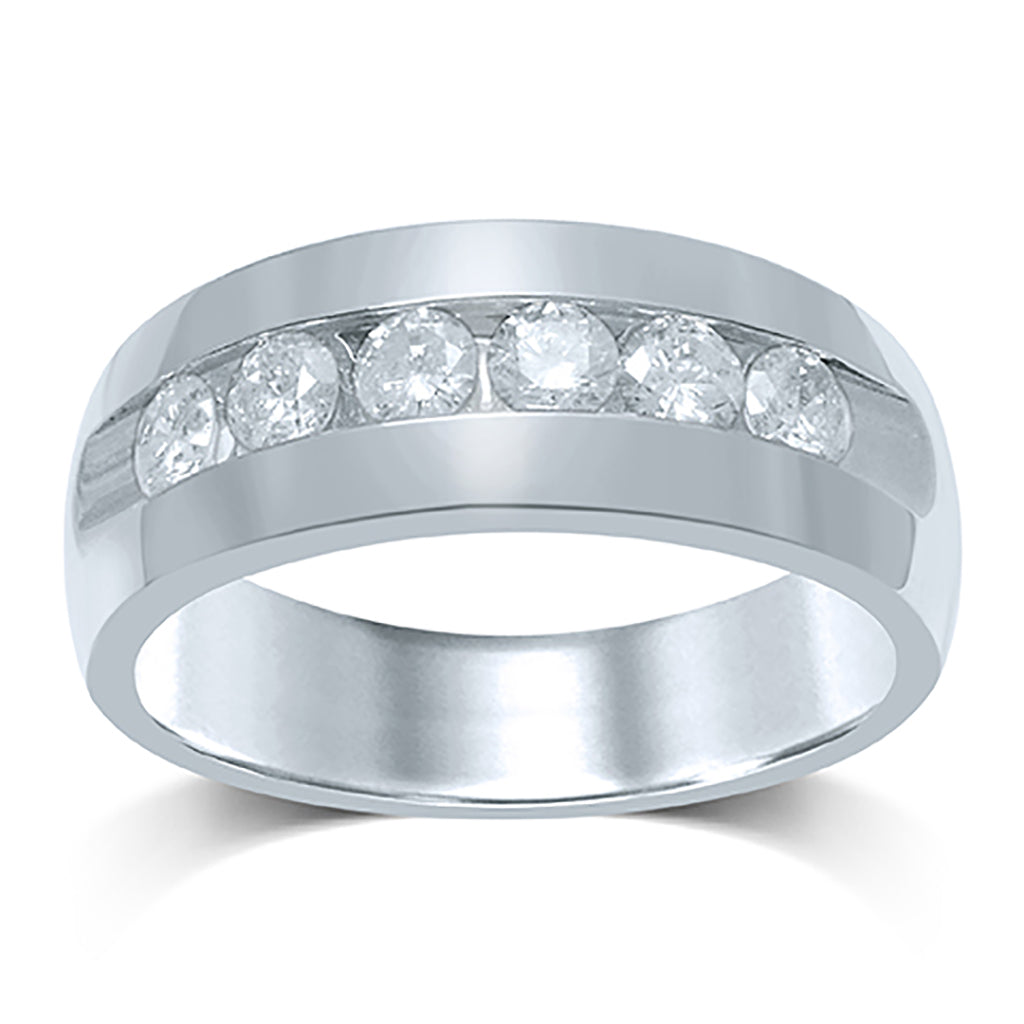 14K Yellow Or White Gold Diamond Mens Band